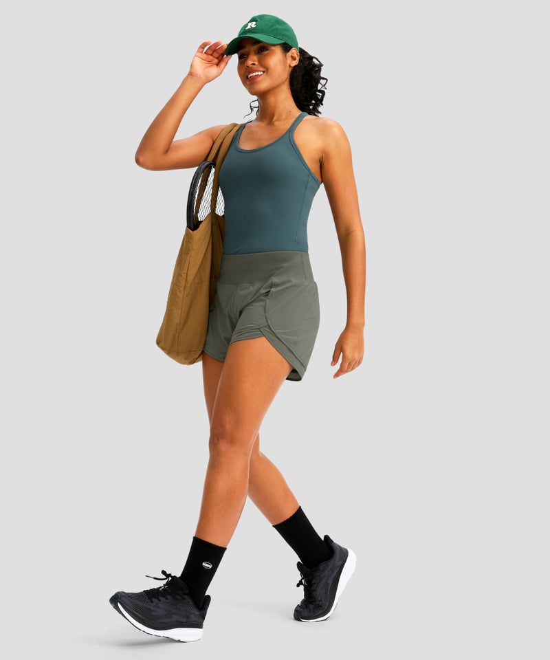 Soothfeel Women's Running Shorts High Waisted Quick-Dry 3 Inch Gym Workout Athletic Shorts for Women with Zipper Pocket(Green, M) - Image 5